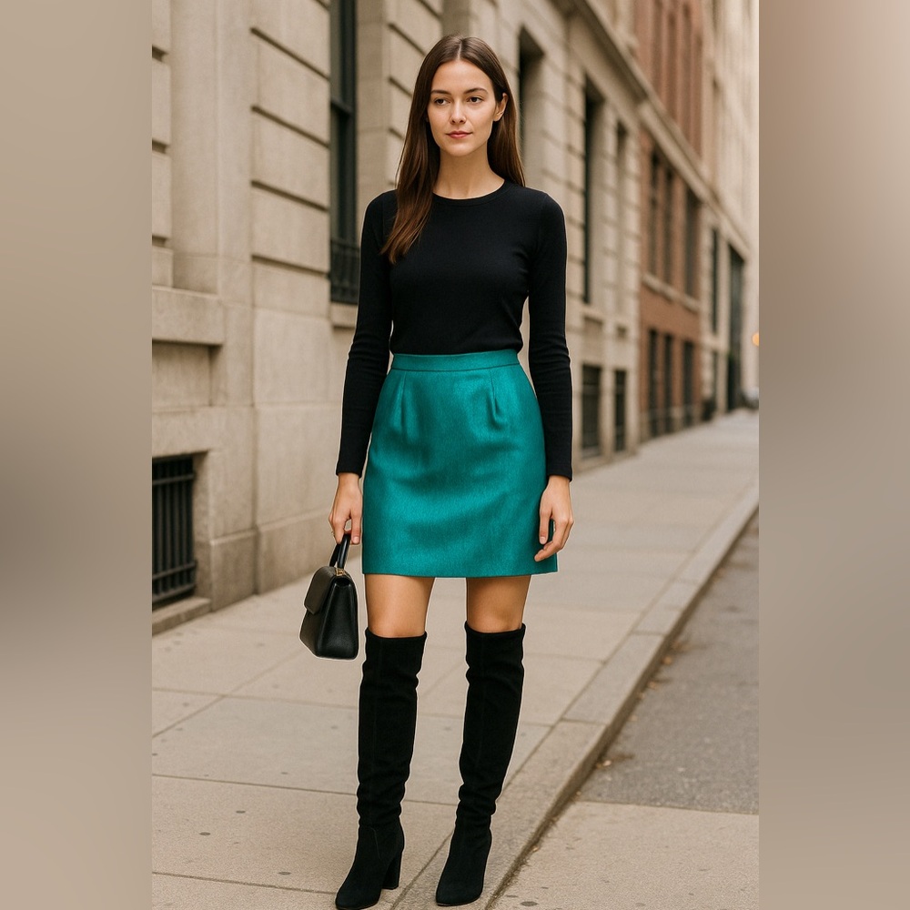 Nordstrom Turquoise Pencil 100% silk skirt size 4P